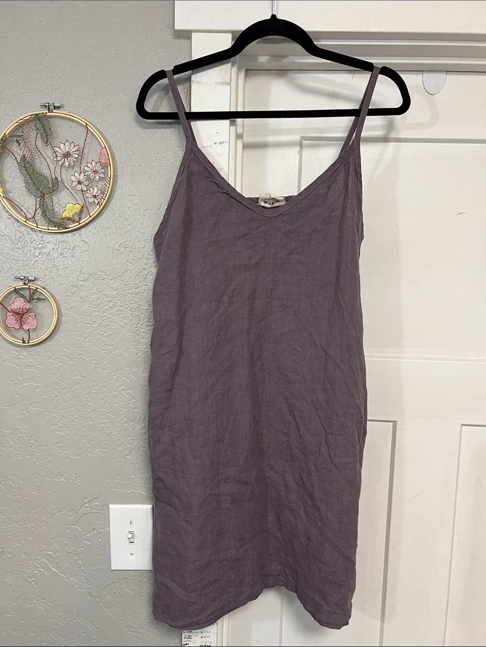 LINEN HANDMADE STUDIO LINEN STRAP DRESS GIA PURPLE SIZE MEDIUM - Picture 2 of 13